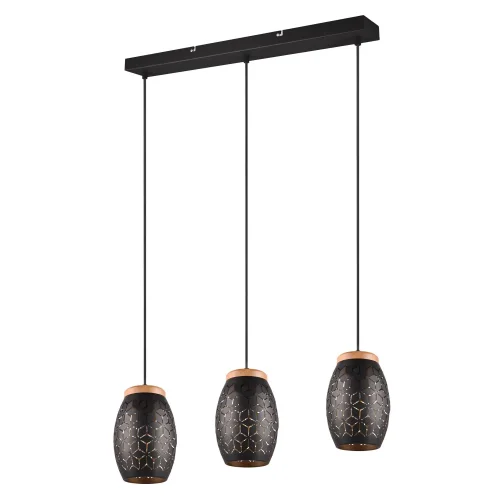 SOSPENSIONE A 3 LUCI IN METALLO NERO E27 BIRKITA