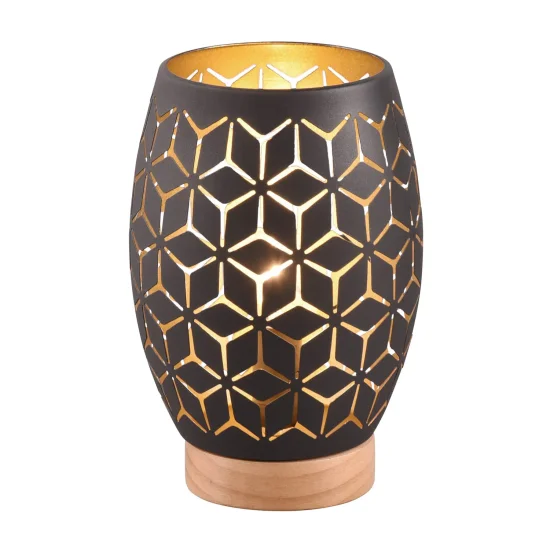 LAMPADA DA TAVOLO 1 LUCE METALLO NERO-ORO E27 BIRKITA