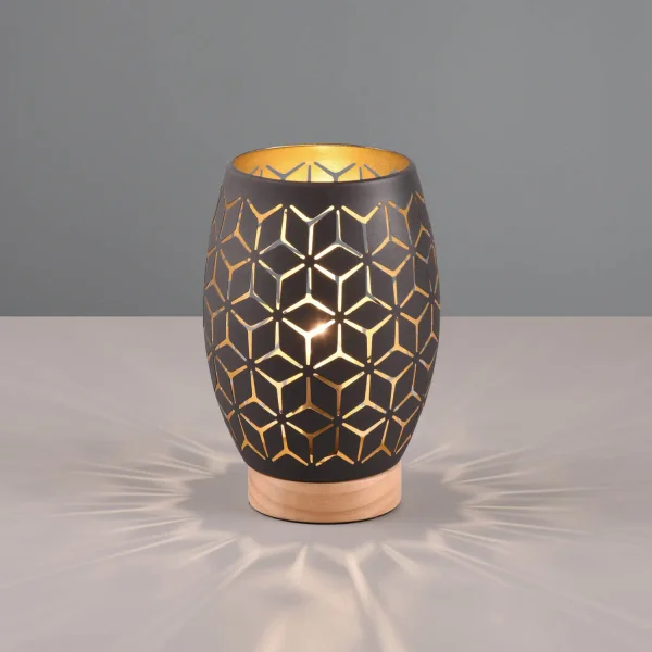 LAMPADA DA TAVOLO 1 LUCE METALLO NERO-ORO E27 BIRKITA LAMPADA DA TAVOLO 1 LUCE METALLO NERO-ORO E27 BIRKITA