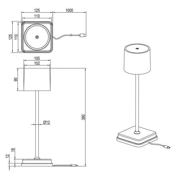 LAMPADA DA TAVOLO ESTERNA A LED 1,5 W REGOLABILE IP54 BIANCA FRISC