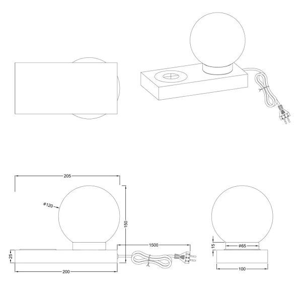 LAMPADA DA TAVOLO CON STAZIONE DI CARICA NERA E14 CLARISSA