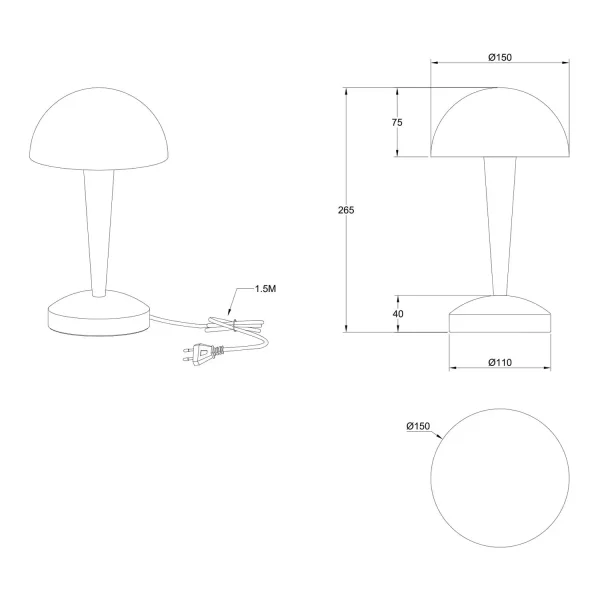 LAMPADA DA TAVOLO TATTILE LED 4,9 W 3000K NICHEL OPACO CORK