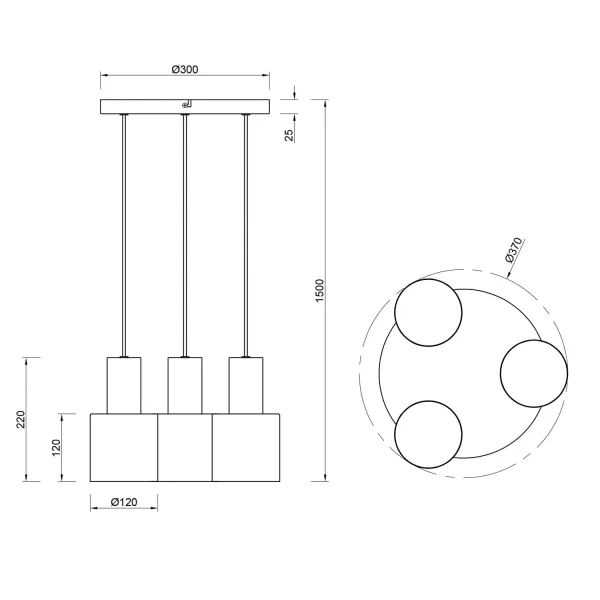 SOSPENSIONE A SOFFITTO 3 LUCI E27 AQUILES