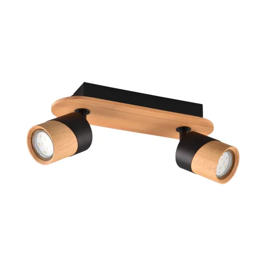 SPOT DA SOFFITTO 2 LUCI GU10 NERO AMARU