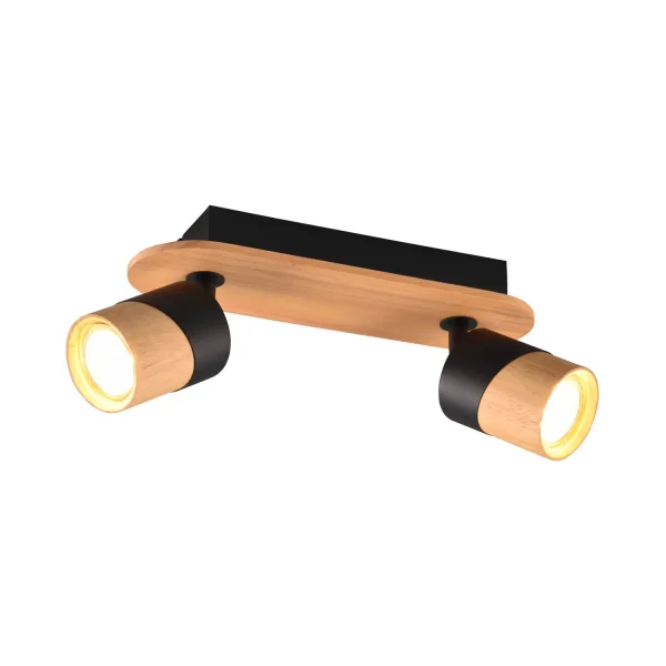 SPOT DA SOFFITTO 2 LUCI GU10 NERO AMARU