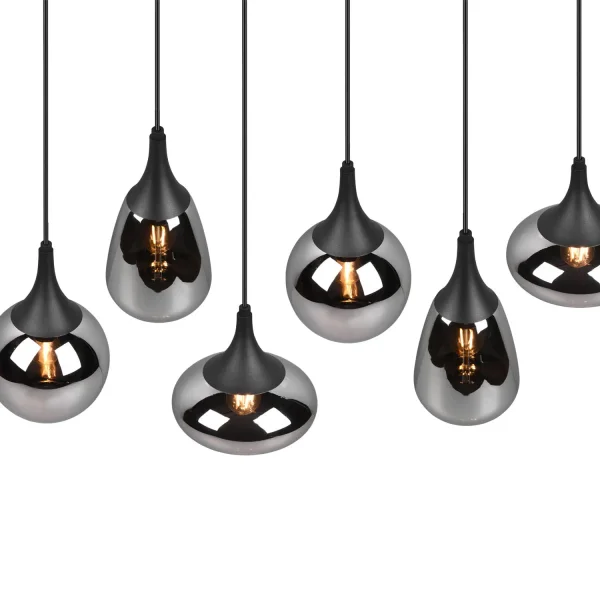 SOSPENSIONE 6 LUCI COLORE ACCIAIO CROMATO E14 LESLIE SOSPENSIONE 6 LUCI COLORE ACCIAIO CROMATO E14 LESLIE