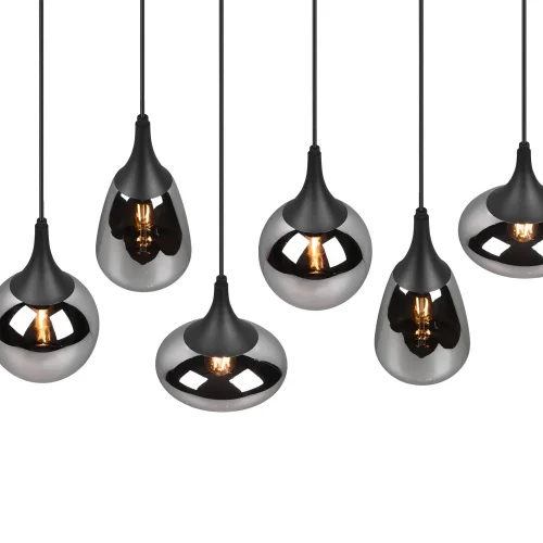 SOSPENSIONE 6 LUCI COLORE ACCIAIO CROMATO E14 LESLIE SOSPENSIONE 6 LUCI COLORE ACCIAIO CROMATO E14 LESLIE