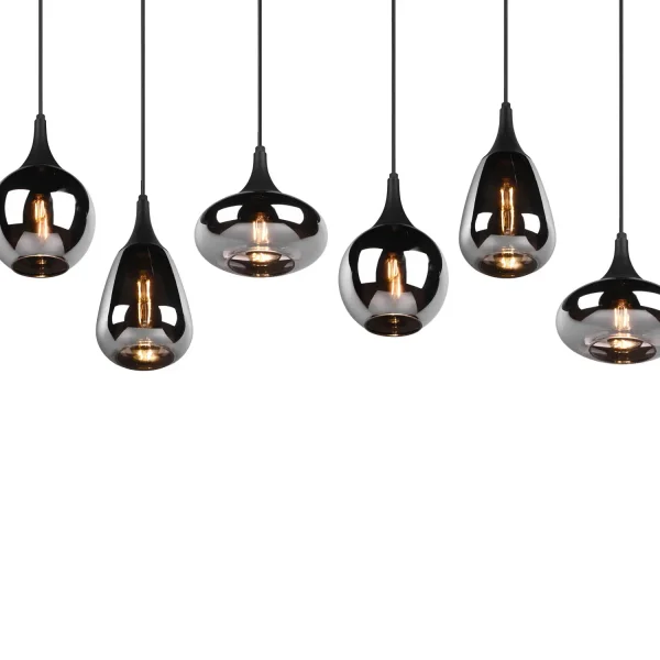 SOSPENSIONE 6 LUCI COLORE ACCIAIO CROMATO E14 LESLIE SOSPENSIONE 6 LUCI COLORE ACCIAIO CROMATO E14 LESLIE