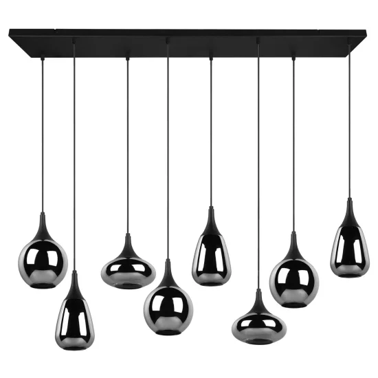 SOSPENSIONE 8 LUCI COLORE ACCIAIO CROMATO E14 LESLIE 2