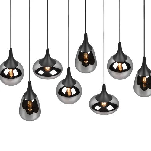 SOSPENSIONE 8 LUCI COLORE ACCIAIO CROMATO E14 LESLIE