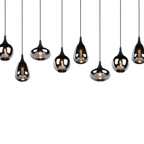 SOSPENSIONE 8 LUCI COLORE ACCIAIO CROMATO E14 LESLIE