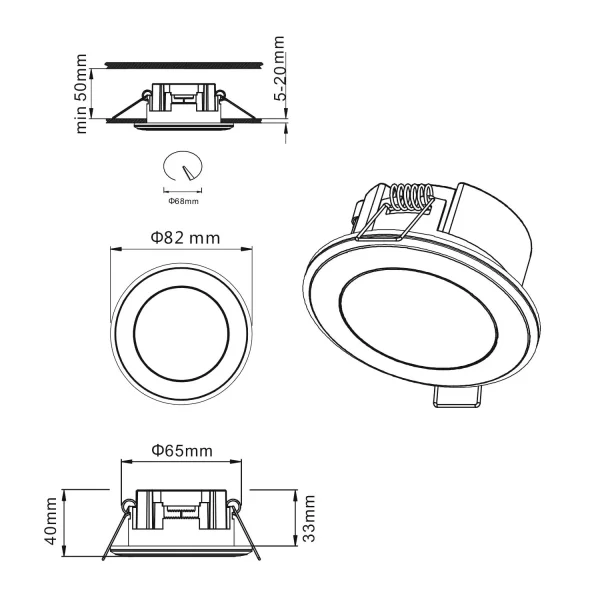 FARETTO INCASSO LED 5W 3000K NERO ARANZA