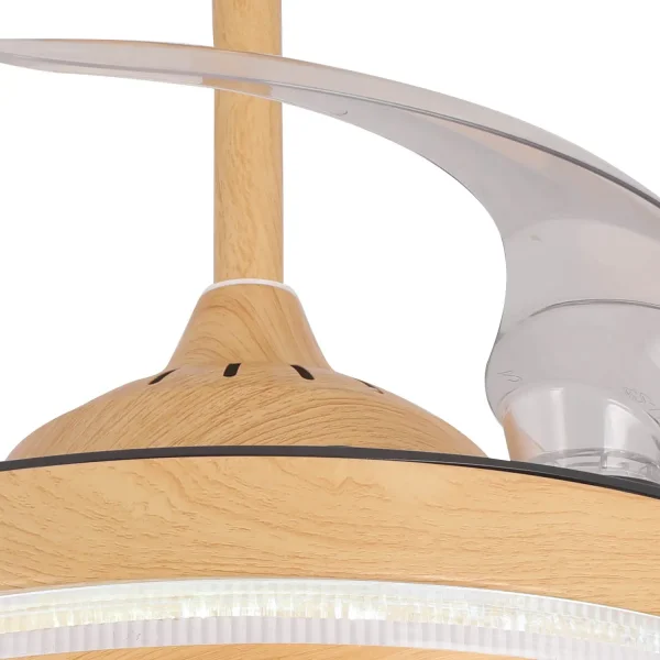 Ventilatore da Soffitto con Pale Retrattili LED 35W 2700–6000K Effetto Legno Lorelei | Lúzete