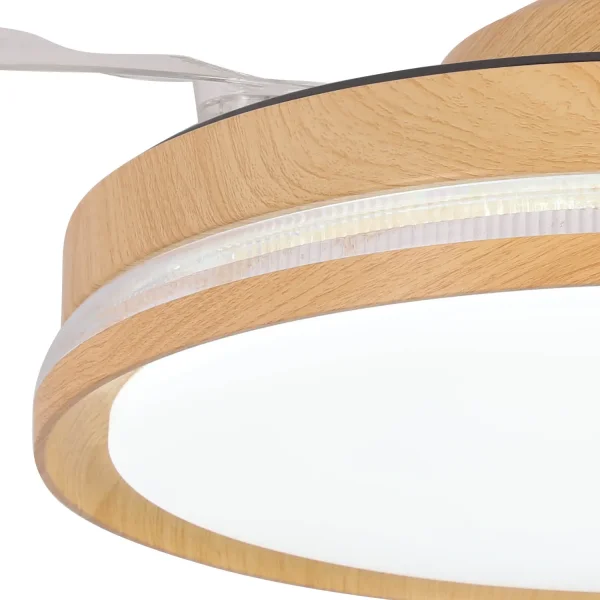 Ventilatore da Soffitto con Pale Retrattili LED 35W 2700–6000K Effetto Legno Lorelei | Lúzete