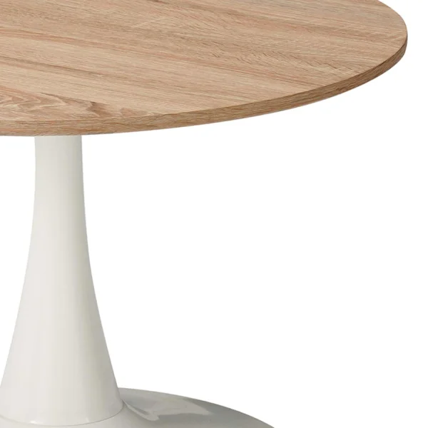 MESA DE CENTRO SAN ANTONI Ø70 CM PATA BLANCA TAPA NATURAL