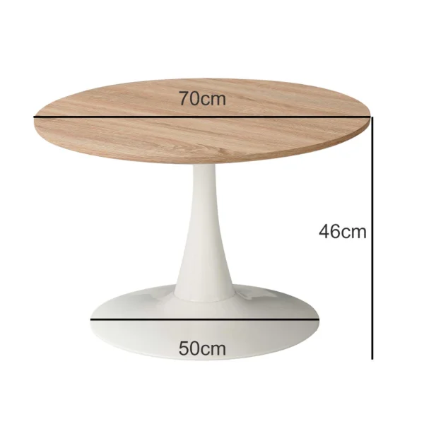 MESA DE CENTRO SAN ANTONI Ø70 CM PATA BLANCA TAPA NATURAL