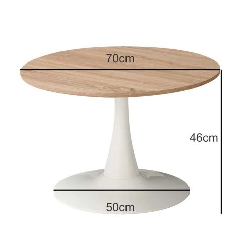 Tavolino San Antoni Ø70 cm Pata Blanca Top Natural | Lúzete