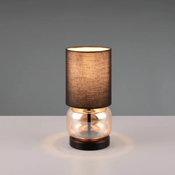 LAMPADA DA TAVOLO BASE IN VETRO AMBRA E27 ELISEO
