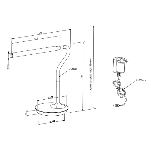 LAMPADA DA TAVOLO LED TATTILE 5W REGOLABILE NERO TANNER LAMPADA DA TAVOLO LED TATTILE 5W REGOLABILE NERO TANNER