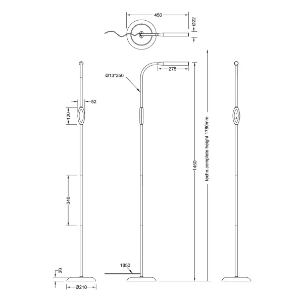 LAMPADAIRE LED TATTILE 5W REGOLABILE BIANCO TANNER LAMPADAIRE LED TATTILE 5W REGOLABILE BIANCO TANNER