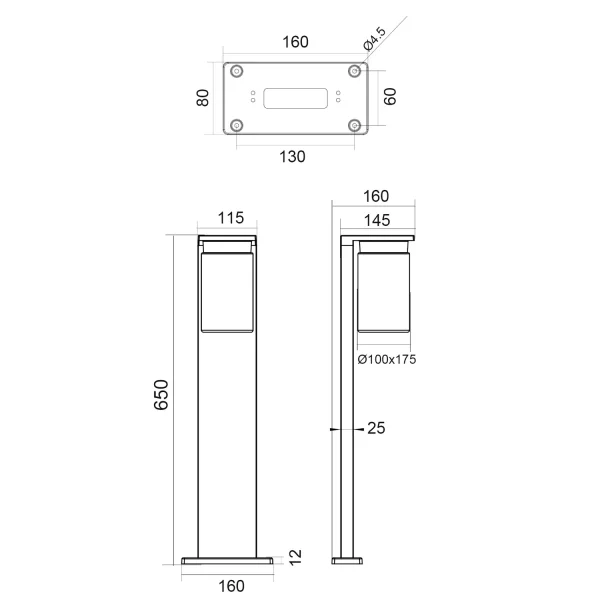 FARETTO ESTERNO CON SENSORE DI LUCE E27 IP44 65CM ARABELA