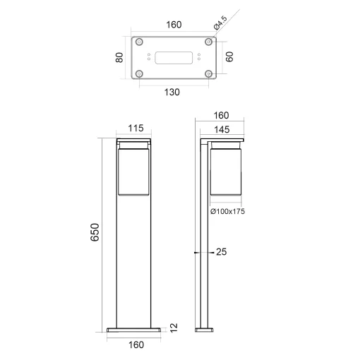 FARETTO ESTERNO CON SENSORE DI LUCE E27 IP44 65CM ARABELA