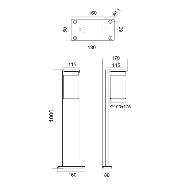 FARO ESTERNO CON SENSORE DI LUCE E27 IP44 100CM ARABELA FARO ESTERNO CON SENSORE DI LUCE E27 IP44 100CM ARABELA