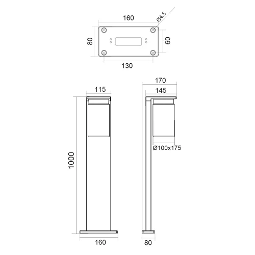 FARO ESTERNO CON SENSORE DI LUCE E27 IP44 100CM ARABELA FARO ESTERNO CON SENSORE DI LUCE E27 IP44 100CM ARABELA