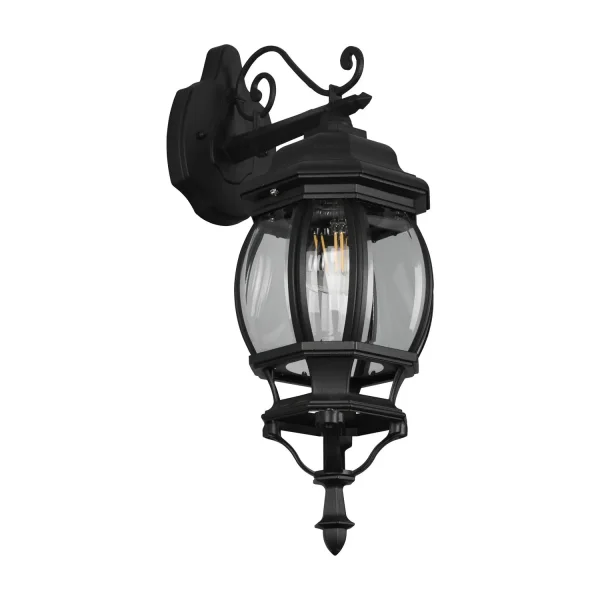 LANTERNA ESTERNA DISCESA E27 IP44 NERA ELOWEN