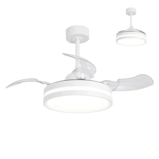 VENTILATORE DA SOFFITTO LED 24W REGOLABILE 4 PALE PIEGHEVOLI MOTORE DC TRIANA
