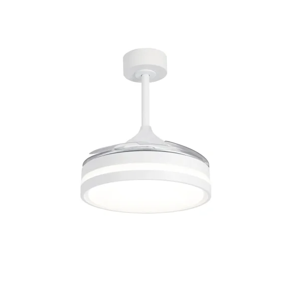 VENTILATORE DA SOFFITTO LED 24W REGOLABILE 4 PALE PIEGHEVOLI MOTORE DC TRIANA