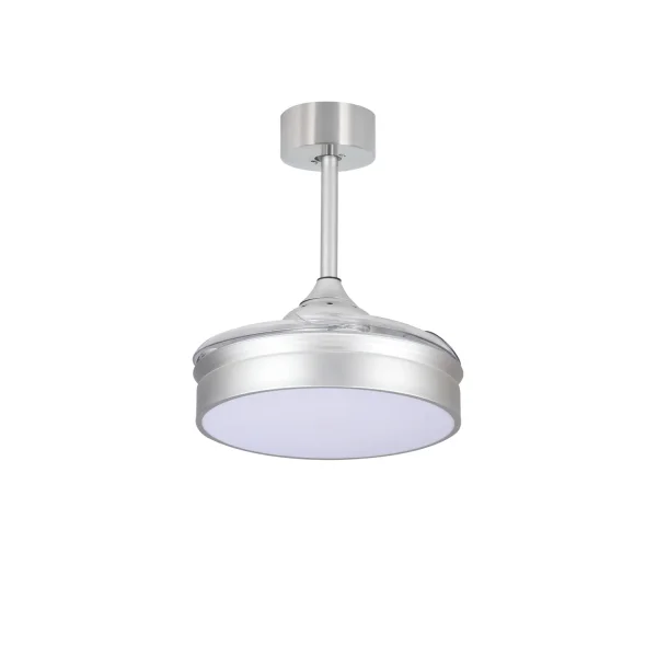 VENTILATORE DA SOFFITTO LED 24W REGOLABILE ARGENTO 4 PALE PIEGHEVOLI MOTORE DC PALMA
