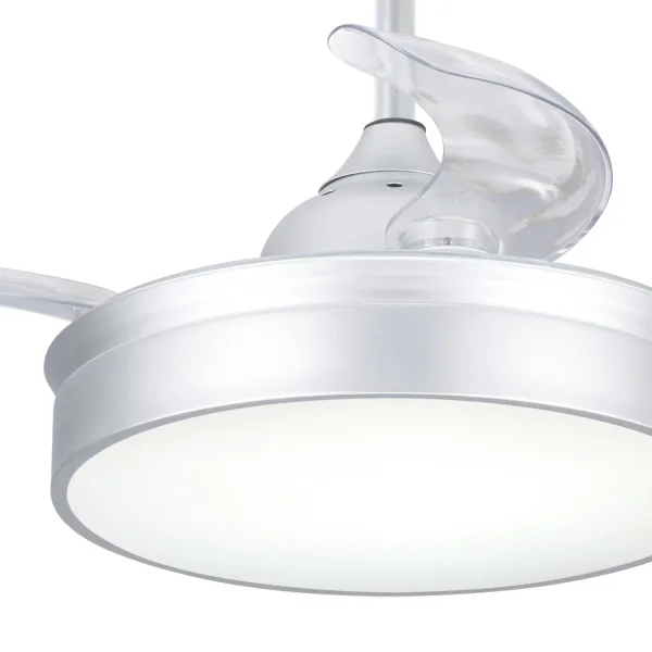 VENTILATORE DA SOFFITTO LED 24W REGOLABILE ARGENTO 4 PALE PIEGHEVOLI MOTORE DC PALMA VENTILATORE DA SOFFITTO LED 24W REGOLABILE ARGENTO 4 PALE PIEGHEVOLI MOTORE DC PALMA