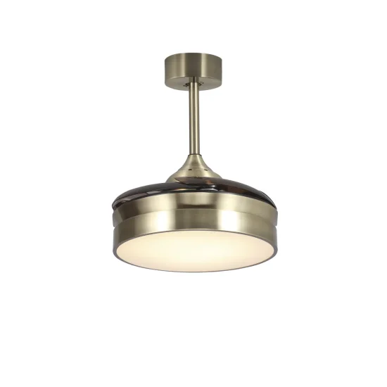 VENTILATORE DA SOFFITTO LED 24W REGOLABILE CUOIO 4 PALE PIEGHEVOLI MOTORE DC PALMA 2