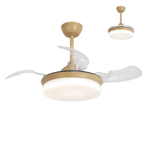 VENTILATORE DA SOFFITTO LED 24W REGOLABILE LEGNO 4 PALE PIEGHEVOLI GERALDTON