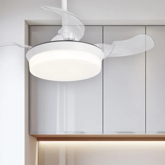 VENTILATORE DA SOFFITTO LED 24W REGOLABILE BIANCO 4 PALE PIEGHEVOLI GERALDTON