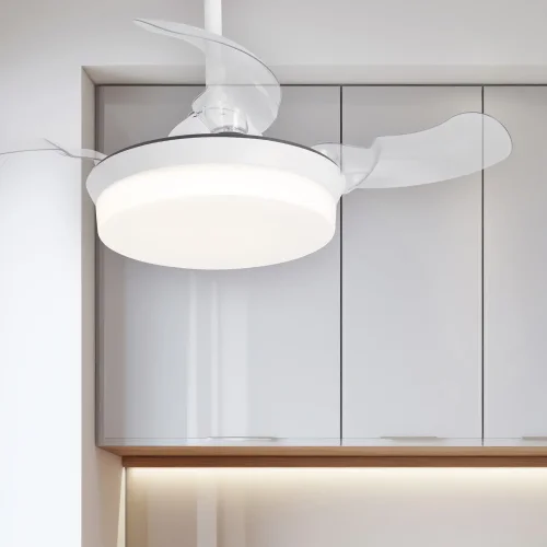 VENTILATORE DA SOFFITTO LED 24W REGOLABILE BIANCO 4 PALE PIEGHEVOLI GERALDTON