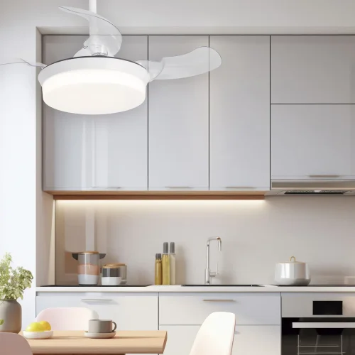 VENTILATORE DA SOFFITTO LED 24W REGOLABILE BIANCO 4 PALE PIEGHEVOLI GERALDTON