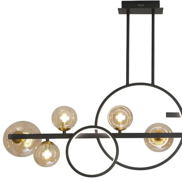 LAMPADARIO A SOFFITTO 8 LUCI IN FERRO NERO NICOLETTA