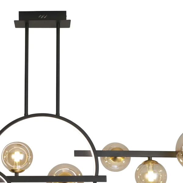LAMPADARIO A SOFFITTO 8 LUCI IN FERRO NERO NICOLETTA