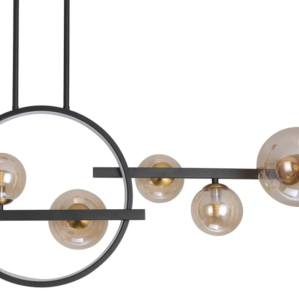 LAMPADARIO A SOFFITTO 8 LUCI IN FERRO NERO NICOLETTA