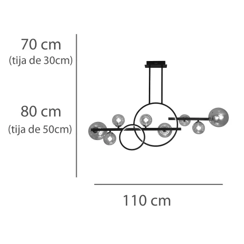 LAMPADARIO A SOFFITTO 8 LUCI IN FERRO NERO NICOLETTA