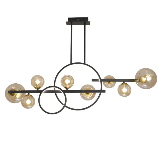 LAMPADARIO A SOFFITTO 8 LUCI IN FERRO NERO NICOLETTA