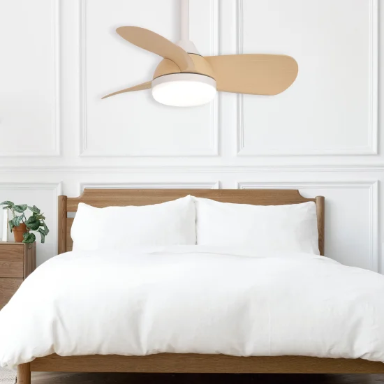 VENTILATORE DA SOFFITTO LED 17W REGOLABILE MOTORE DC LEGNO CHIARO SIERRA 2