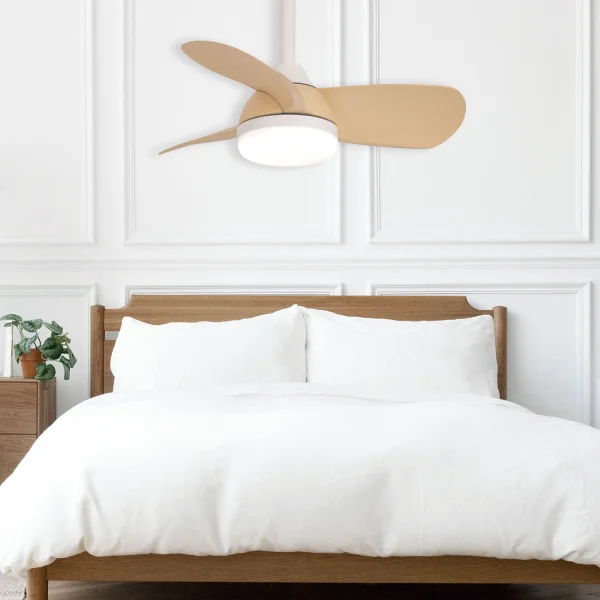 VENTILATORE DA SOFFITTO LED 17W REGOLABILE MOTORE DC LEGNO CHIARO SIERRA