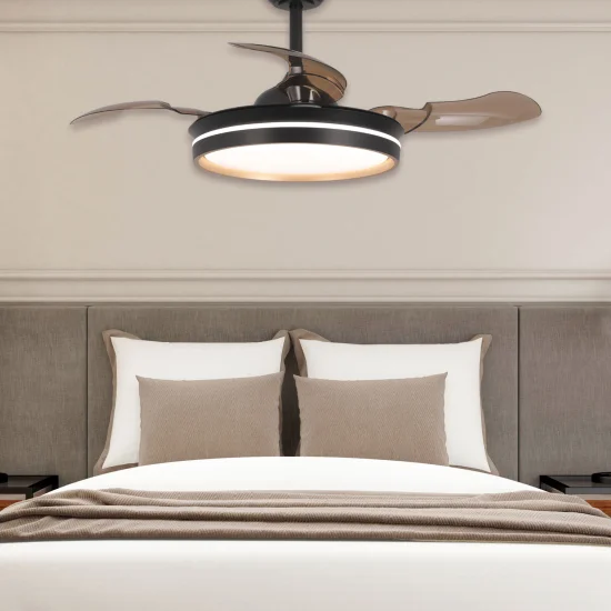 VENTILATORE DA SOFFITTO CON LUCE LED 24W REGOLABILE MOTORE DC NERO CASCADE 2