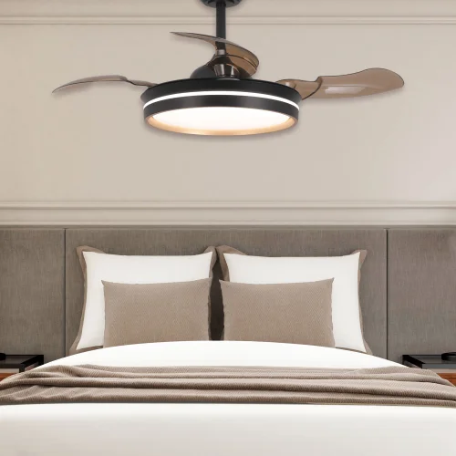 VENTILATORE DA SOFFITTO CON LUCE LED 24W REGOLABILE MOTORE DC NERO CASCADE