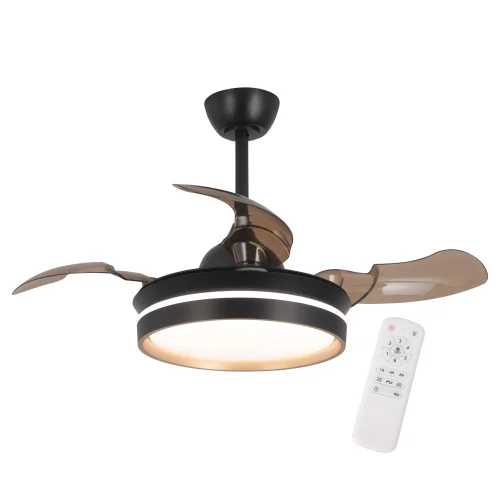VENTILATORE DA SOFFITTO CON LUCE LED 24W REGOLABILE MOTORE DC NERO CASCADE