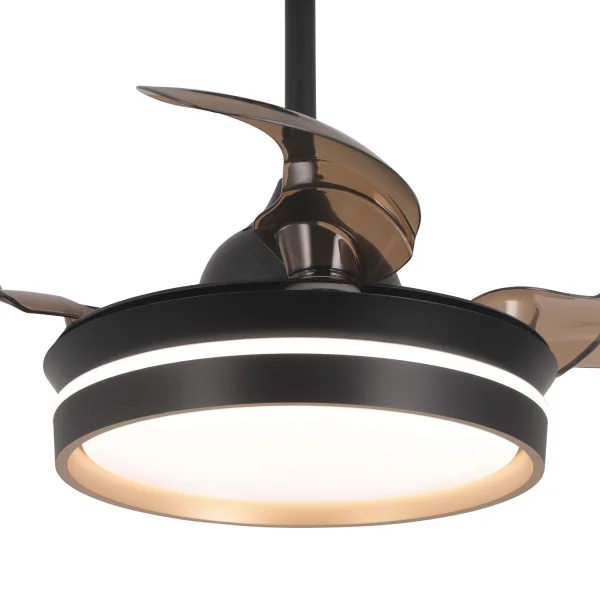 VENTILATORE DA SOFFITTO CON LUCE LED 24W REGOLABILE MOTORE DC NERO CASCADE