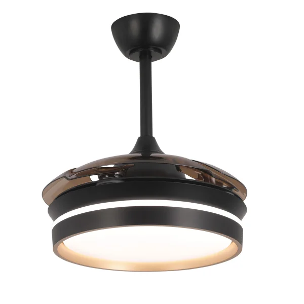 VENTILATORE DA SOFFITTO CON LUCE LED 24W REGOLABILE MOTORE DC NERO CASCADE